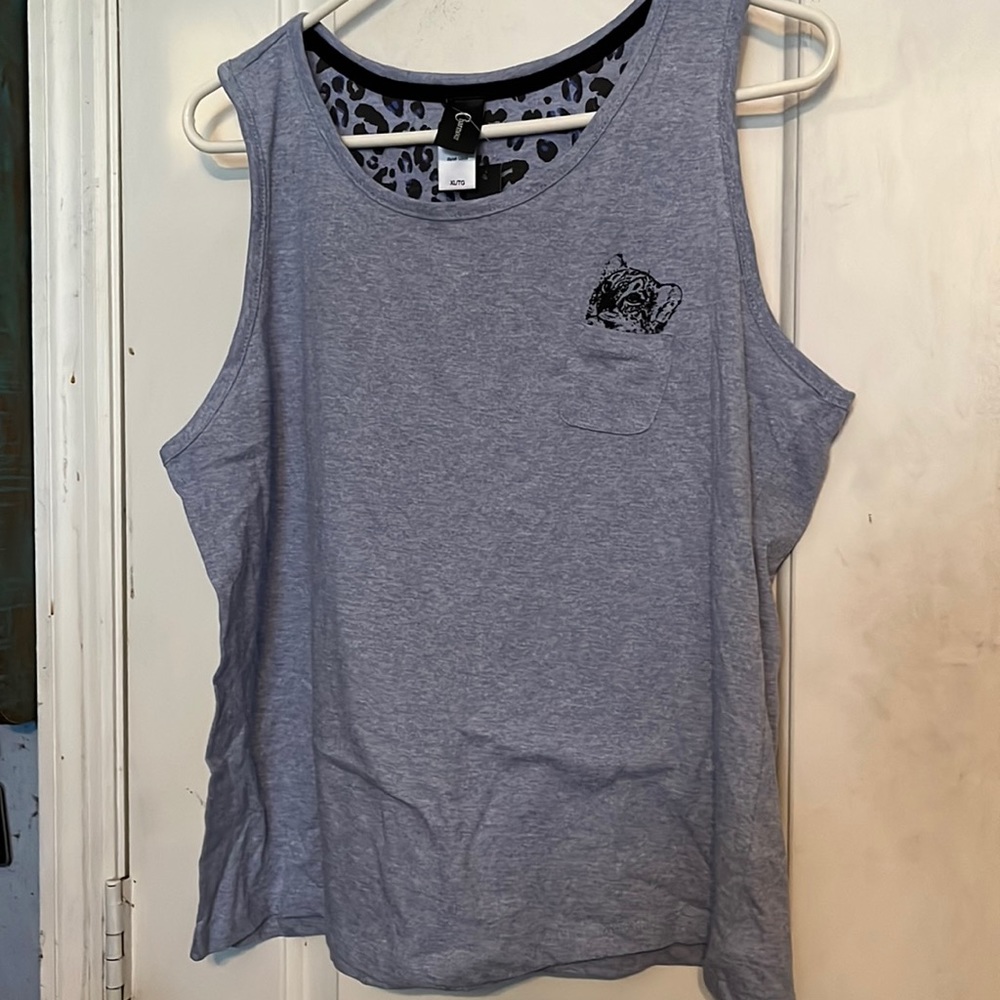 Charmour blue short sleeve tank top with a tiger cub, size XL
